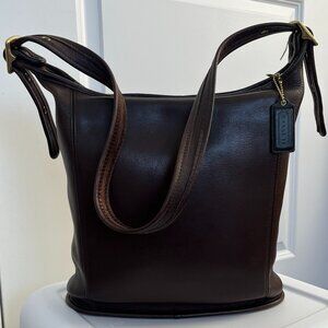 VINTAGE COACH~ 9060 BROWN Legacy Slim Duffle Sac Leather Zip Shoulder Bucket Bag